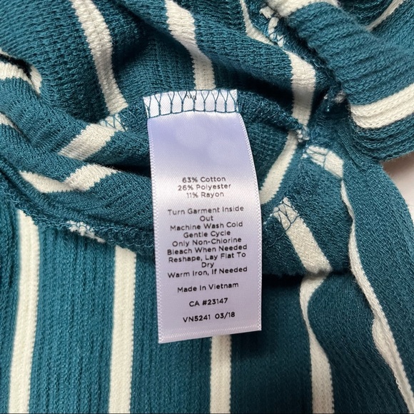 NWT Talbots Teal White Striped Long Sleeve Top Size S Petite - Picture 9 of 13